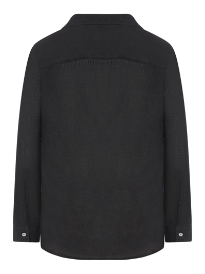 Shop 120% Lino Long Sleeve Woman Shirt In Black