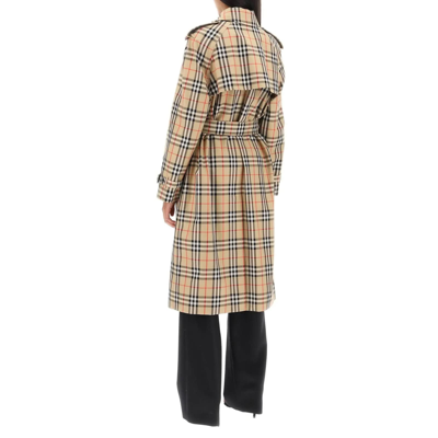 Shop Burberry Checked Trench In Beige