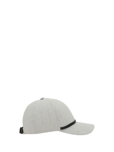 Shop Brunello Cucinelli Baseball Hat In Bianco/testa Di Moro