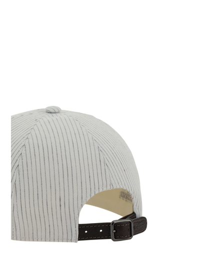 Shop Brunello Cucinelli Baseball Hat In Bianco/testa Di Moro