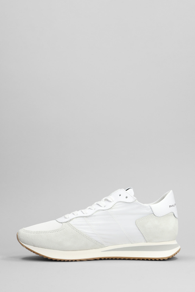 Shop Philippe Model Trpx Low Sneakers In White Suede And Fabric