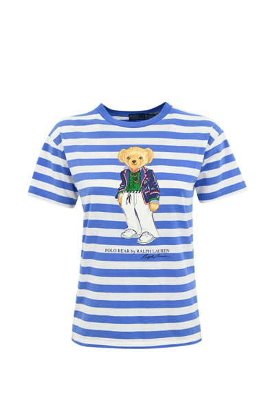 Shop Polo Ralph Lauren Polo Bear Striped Cotton T-shirt In Multi