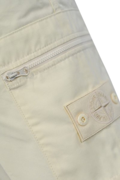 Shop Stone Island L07f1 Cargo Bermuda Shorts In Cotton Canvas In Natural
