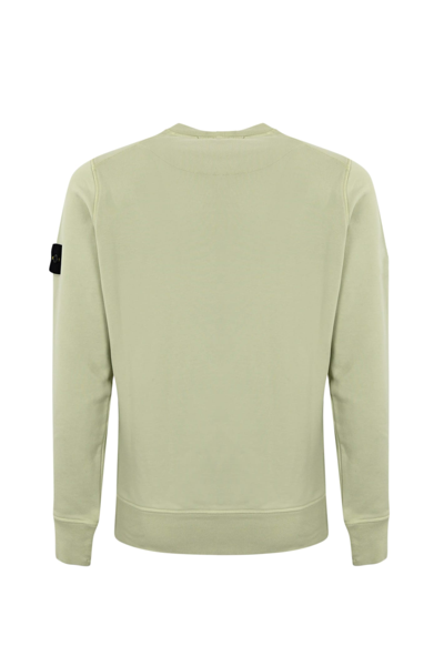 Shop Stone Island Cotton Sweatshirt With Logo 63051 In Pistacchio