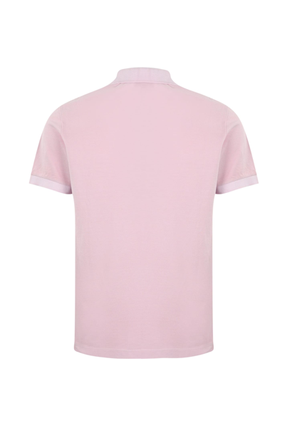 Shop Stone Island Cotton Polo Shirt With 2sc67 Logo In Pink