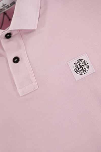 Shop Stone Island Cotton Polo Shirt With 2sc67 Logo In Pink