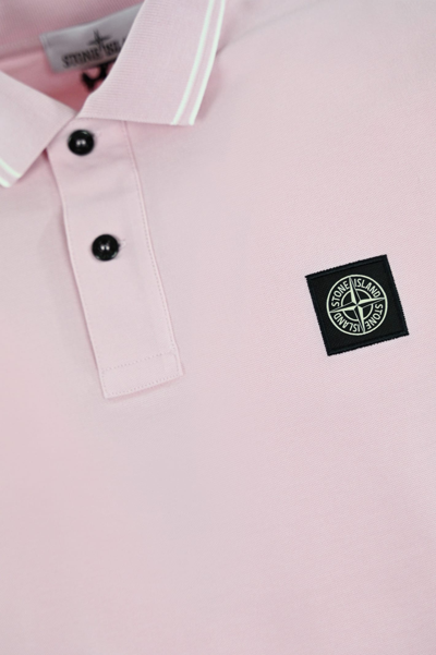 Shop Stone Island 2sc18 Cotton Polo Shirt In Pink