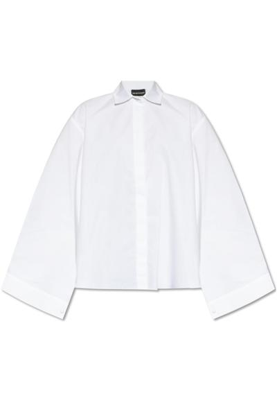 Shop Emporio Armani Oversize Cotton Shirt In Bianco