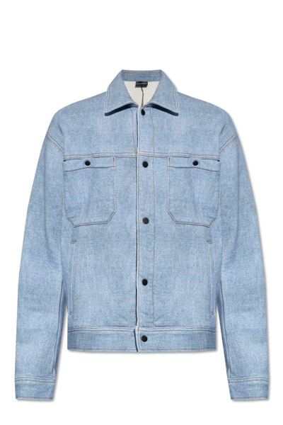 Shop Emporio Armani Cotton Jacket In Azzurro