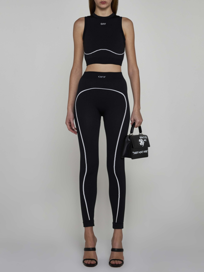 Shop Off-white Jersey Seamless Crop Top In Nero