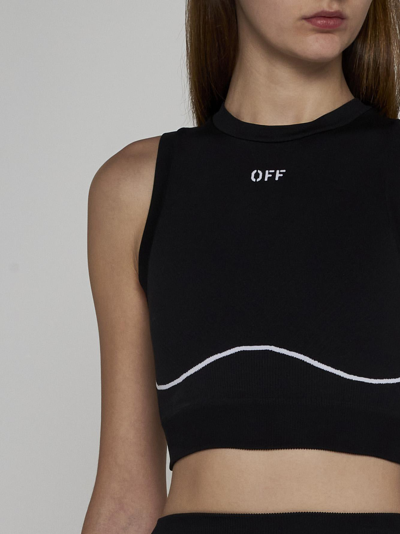 Shop Off-white Jersey Seamless Crop Top In Nero