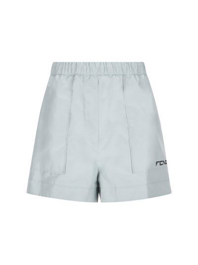 Fendi Elasticated-waistband Shorts In Azzurro