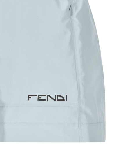 Shop Fendi Logo Printed Shorts In Azzurro