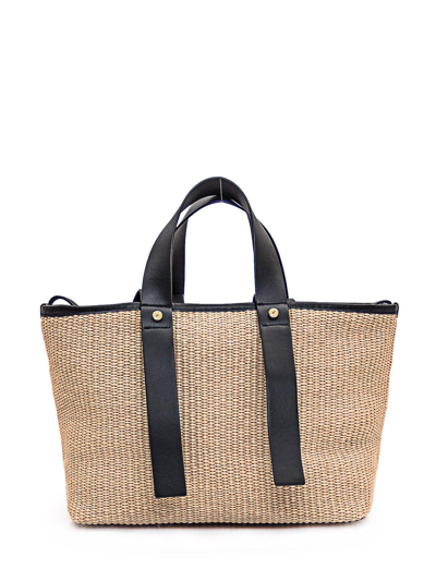 Shop Off-white Arrow Detailed Top Handle Bag In Beige