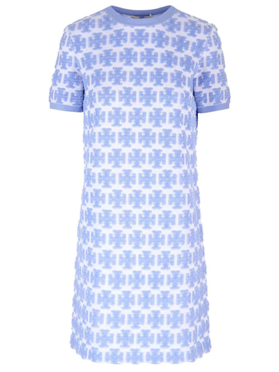 Shop Tory Burch Double T-monogram Mini Dress In Blu