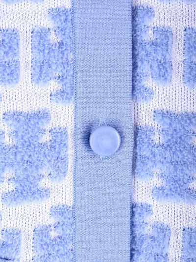 Shop Tory Burch Double T-monogram Knit Cardigan In Blu