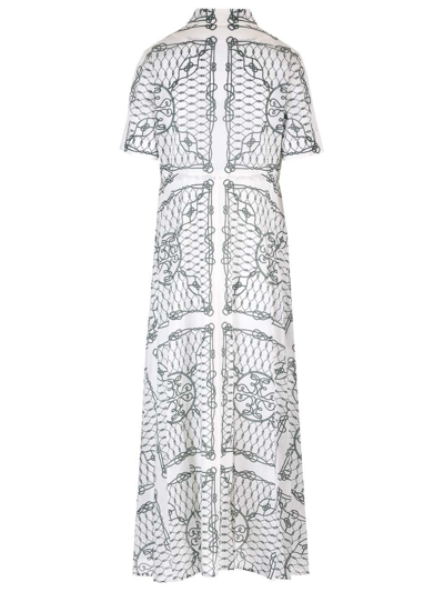 Shop Tory Burch Allover Graphic Printed Short Sleeved Dress In Bianco