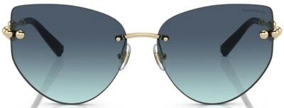 Pre-owned Tiffany & Co . Tf3096 62029s Sunglasses Women's Pale Gold/azure Gradient 60mm In Blue