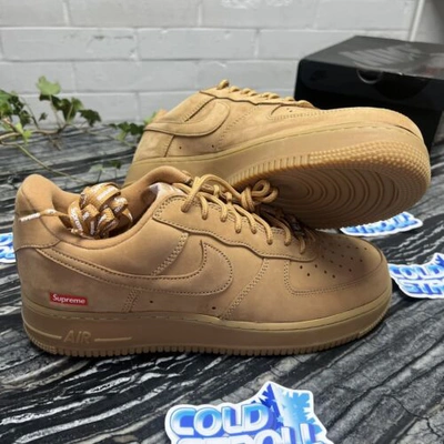 Pre-owned Nike Air Force 1 Low X Supreme Wheat Flax Dn1555-200 Fashion Shoes Size 10