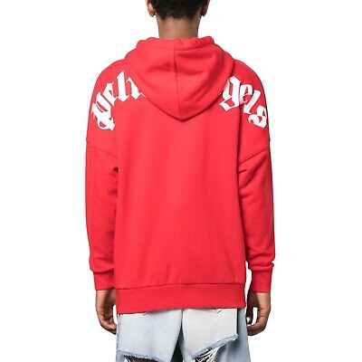 Pre-owned Palm Angels Oversized Logo Popover Sweatshirt Red/white