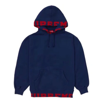 Pre-owned Supreme Cropped Logos Hooded Sweatshirt Dark Blue Sz Large Ss21
