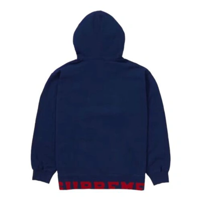 Pre-owned Supreme Cropped Logos Hooded Sweatshirt Dark Blue Sz Large Ss21