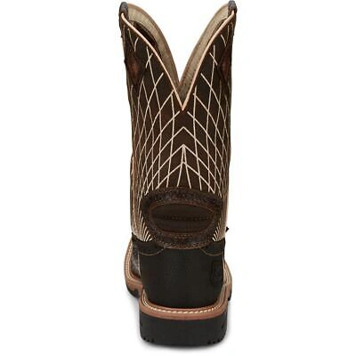 Pre-owned Justin Boots Justin Men's Se4833 Derrickman 12" Brown Electrical Hazard Comp Toe Work Boots In Brown Croc Print (brown)