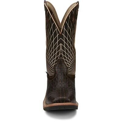 Pre-owned Justin Boots Justin Men's Se4833 Derrickman 12" Brown Electrical Hazard Comp Toe Work Boots In Brown Croc Print (brown)