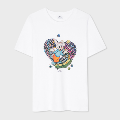 Shop Paul Smith Women's White 'zebra Heart Bunny' T-shirt