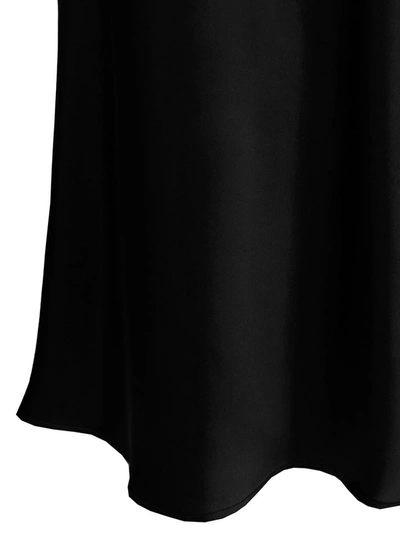 Shop Plain Black 'midi' Skirt With Volant Detail At The End In Satin Woman