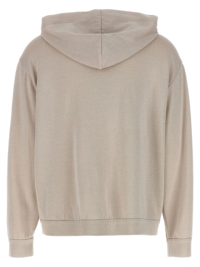 Shop Brunello Cucinelli Cotton And Silk Blend Zip-up Hoodie In White