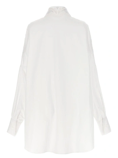 Shop Ermanno Scervino Rhinestone Embroidery Shirt In White