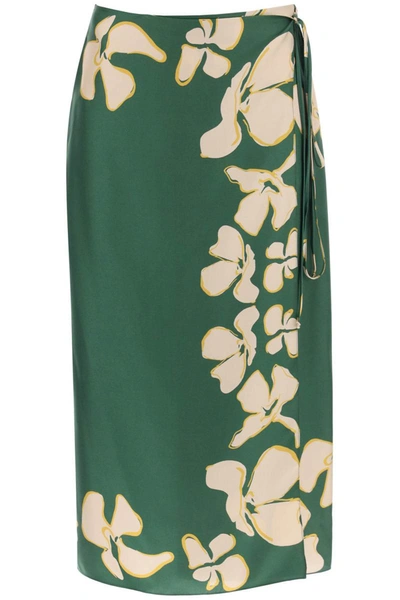 Shop Raquel Diniz "floral Silk Wrap Skirt Wendy" In Green