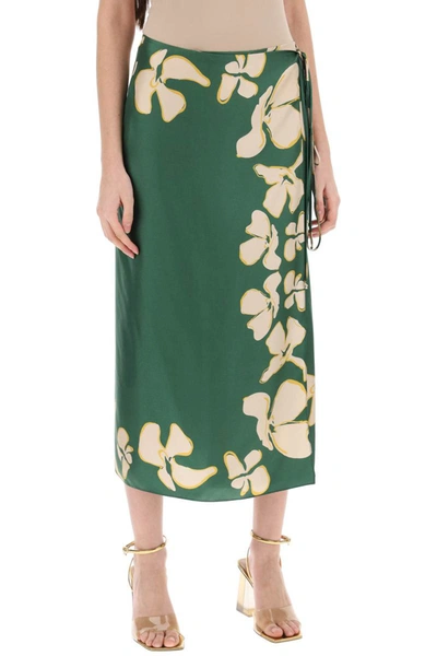 Shop Raquel Diniz "floral Silk Wrap Skirt Wendy" In Green