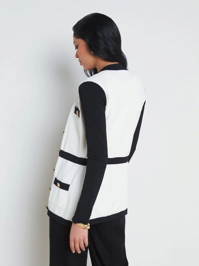 Shop L Agence Clover Contrast-trim Cardigan In White/black