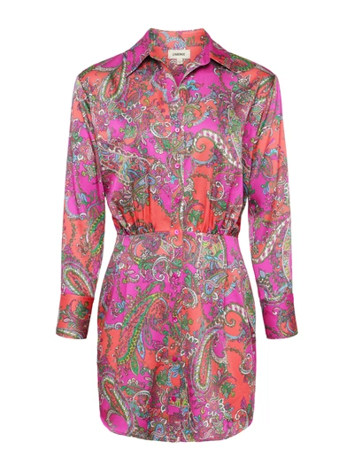 Shop L Agence Demetria Mini Shirt Dress In Rhodamine Multi Bright Pop Paisley