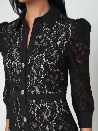 Shop L Agence Kamala Lace Mini Dress In Black