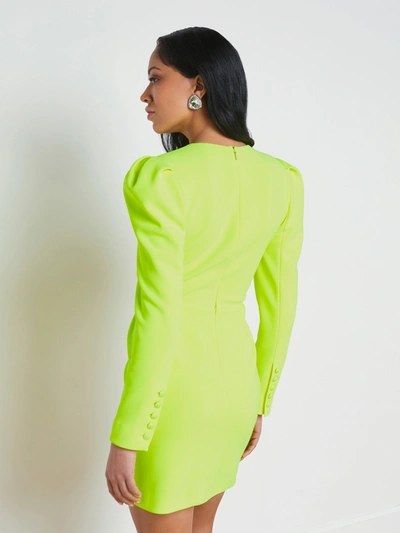 Shop L Agence Linnie Front-pleat Dress In Neon Citrus
