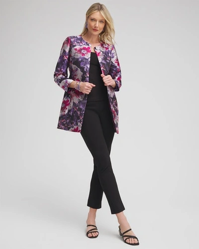 Chico's Floral Jacquard Jacket In Purple Size Large |  In Purple
