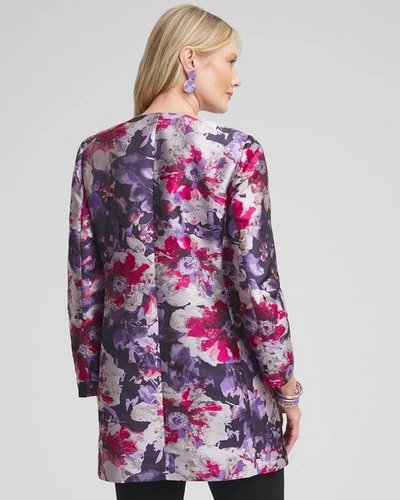 Chico's Floral Jacquard Jacket In Purple Size Large |  In Purple