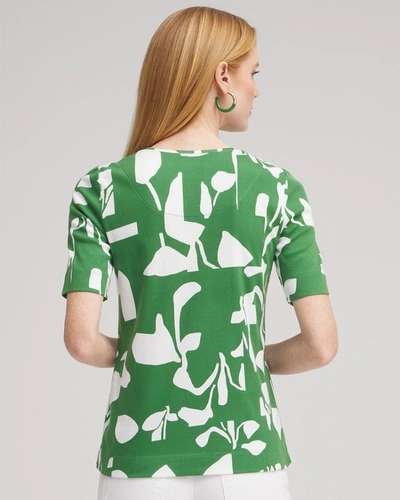 Shop Chico's Abstract Everyday Elbow Sleeve Tee In Verdant Green Size 8/10 |