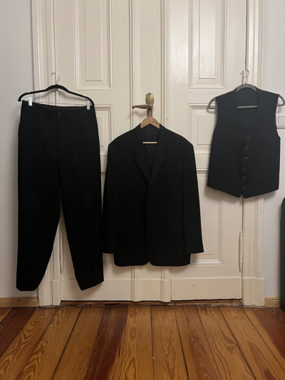 Pre-owned Yohji Yamamoto Costume D'homme 90's 3-piece Wool Suit In Black