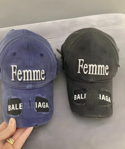 Pre-owned Balenciaga Unreleased Upcycled Femme Cap In Black