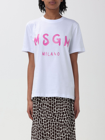 Shop Msgm T-shirt  Woman Color White