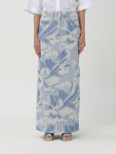 Shop Msgm Skirt  Woman Color Gnawed Blue
