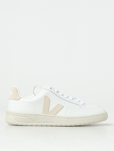 Veja Woman's V12 White And Beige Vegan Leather  Sneakers In White