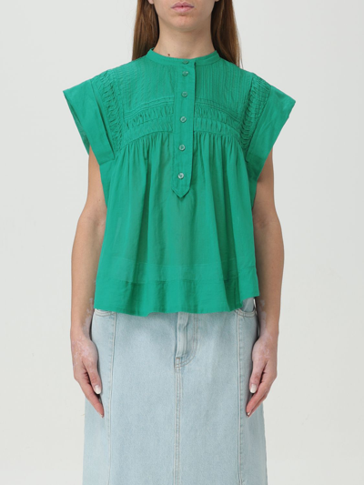 Isabel Marant Étoile Leaza Organic Cotton Blouse In Emerald