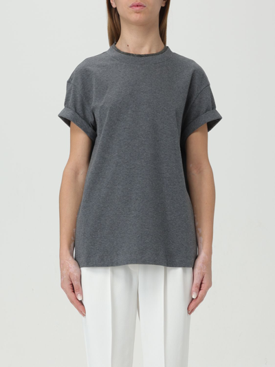 Shop Brunello Cucinelli T-shirt  Woman Color Grey 1