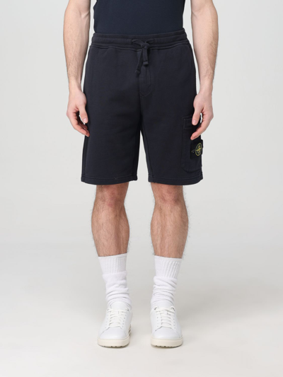 Stone Island Bermuda In Felpa In Blue