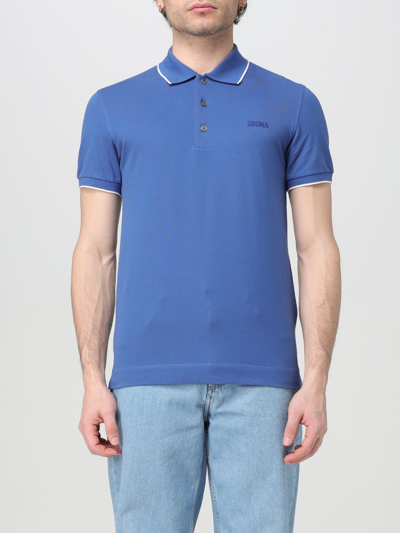 Shop Zegna Polo Shirt  Men Color Blue